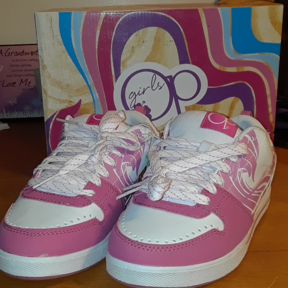 Pink And white sneakers for girls